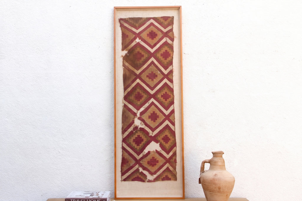 Large Chancay Pre-Columbian Antique Framed Textile Art