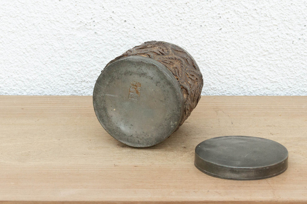 Small Antique Chinese Pewter Tea Canister