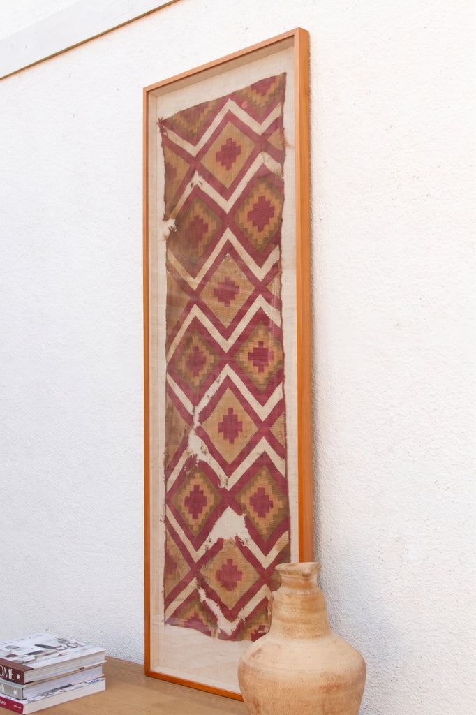 Large Chancay Pre-Columbian Antique Framed Textile Art