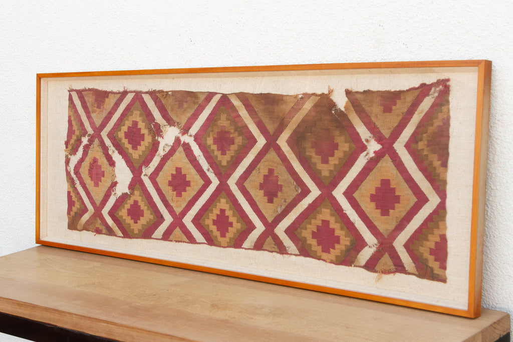 Large Chancay Pre-Columbian Antique Framed Textile Art