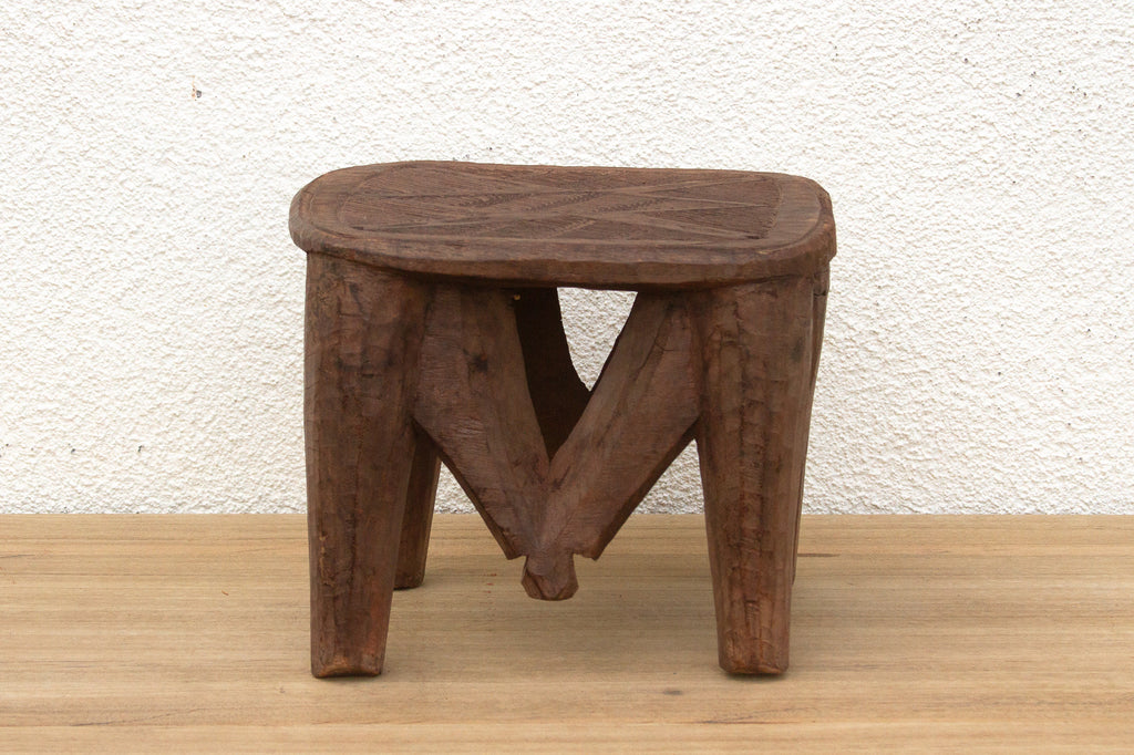Nupe Carved Stool, Earth's Embrace