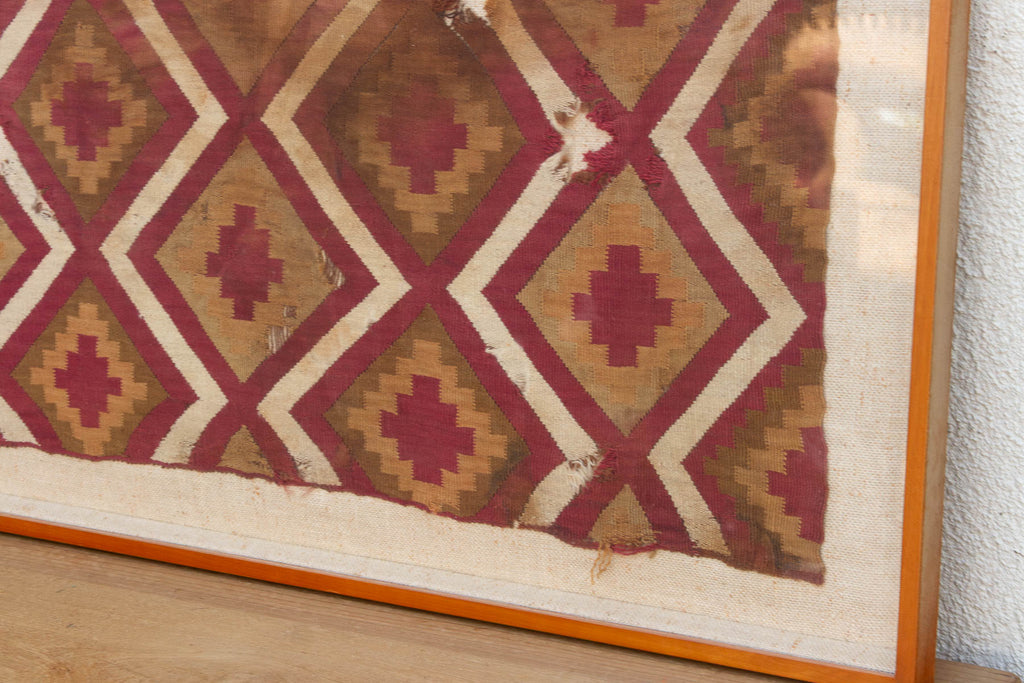 Large Chancay Pre-Columbian Antique Framed Textile Art