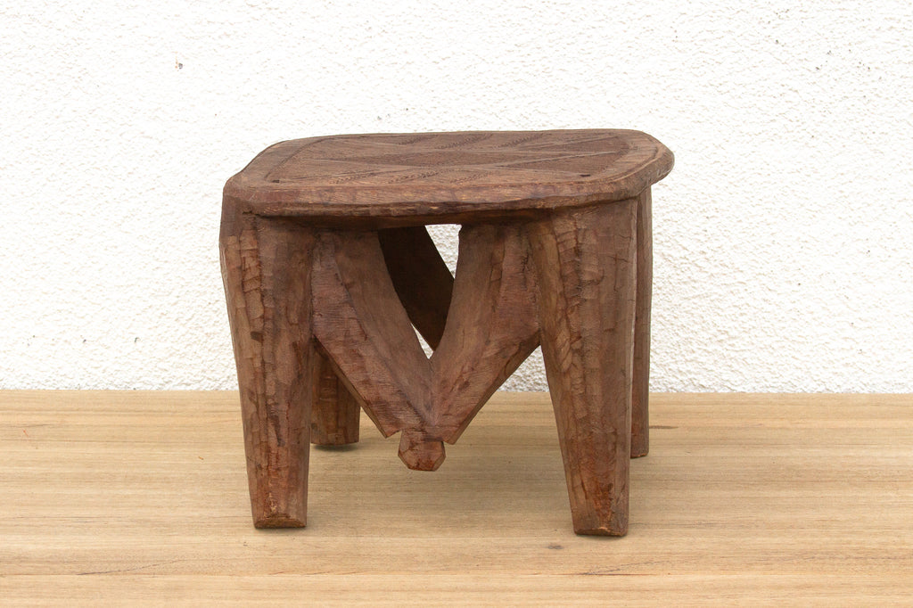Nupe Carved Stool, Earth's Embrace