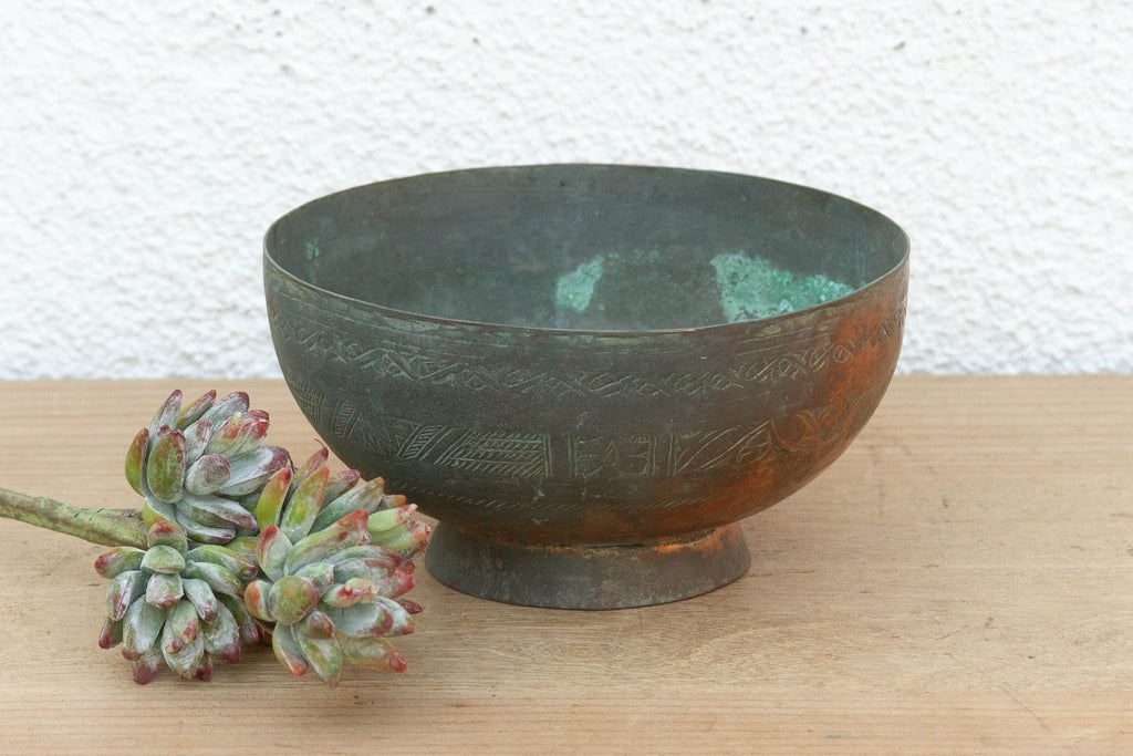 Antique Verdigris Copper Bowl
