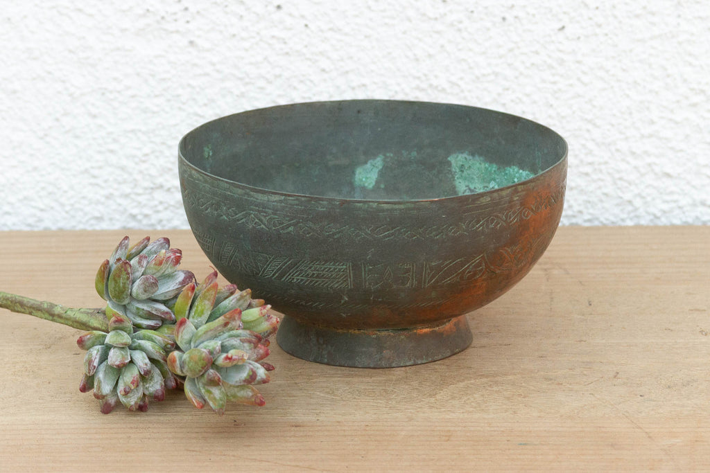 Antique Verdigris Copper Bowl