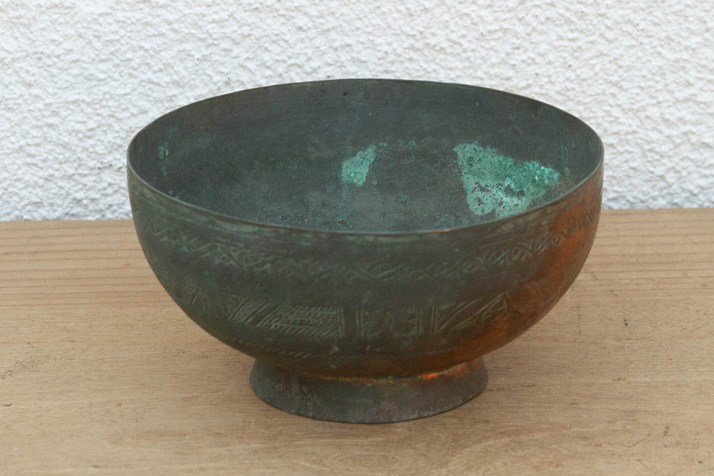 Antique Verdigris Copper Bowl