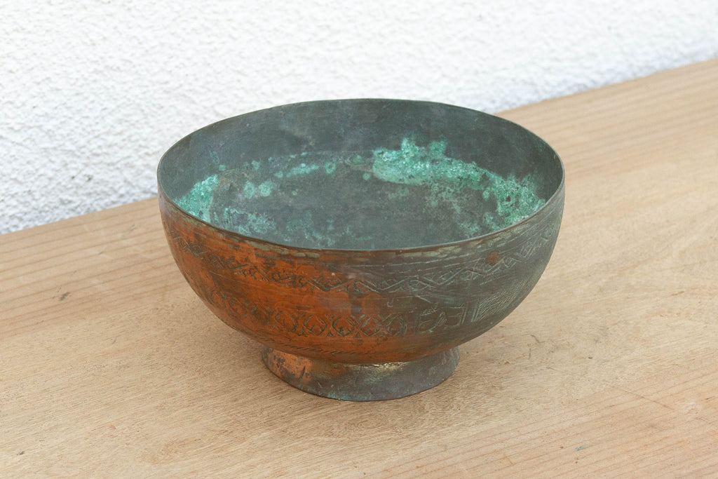 Antique Verdigris Copper Bowl