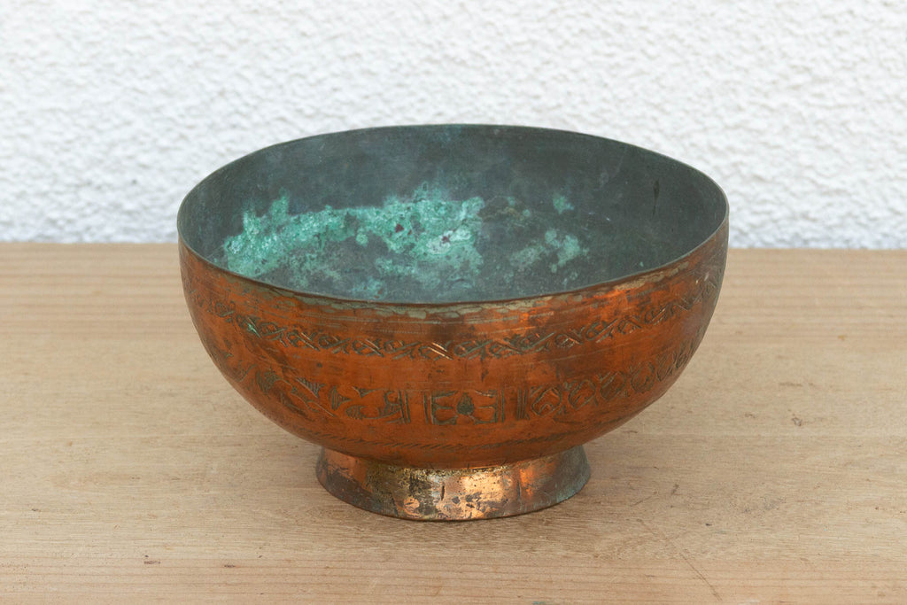 Antique Verdigris Copper Bowl