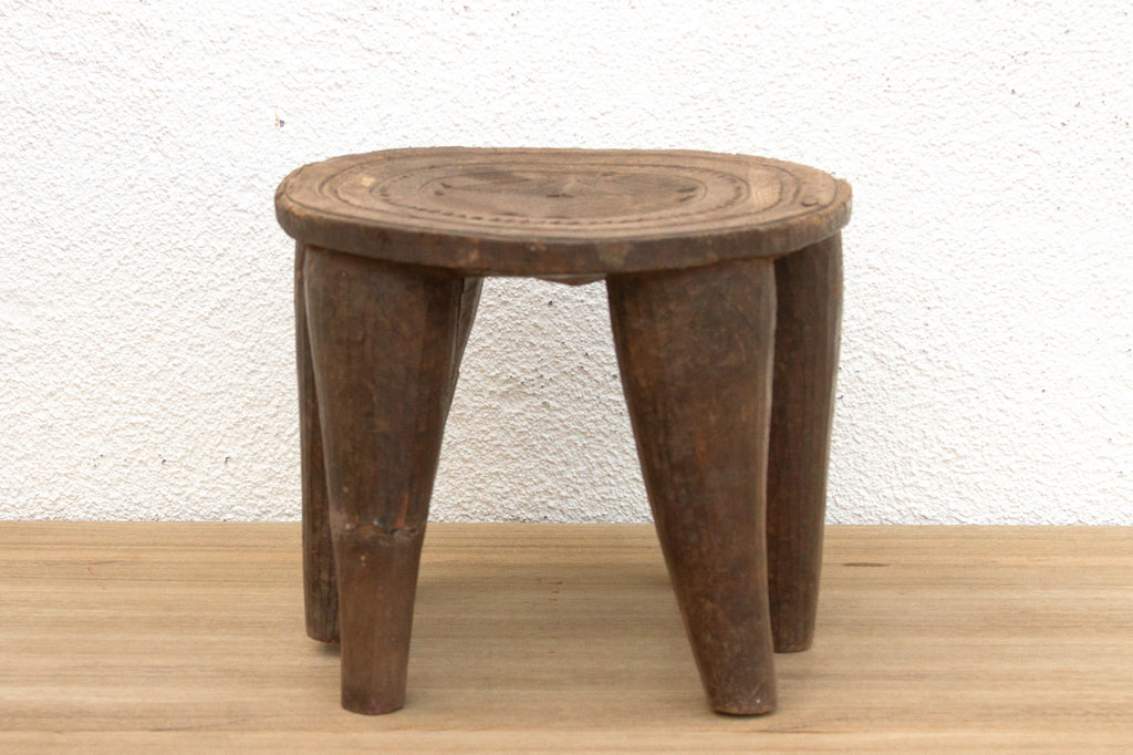 Rustic Finely Carved African Stool