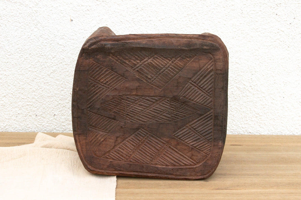 Vintage Market Day Carved Stool (Trade)