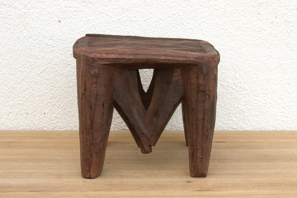 Vintage Market Day Carved Stool (Trade)