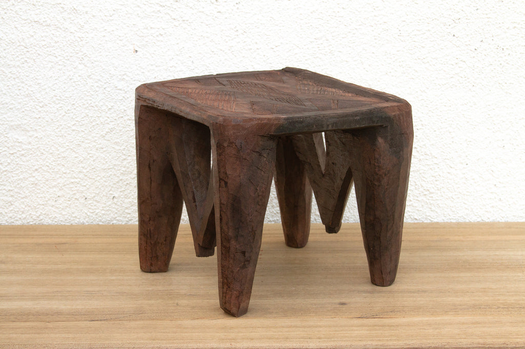 Vintage Market Day Carved Stool (Trade)