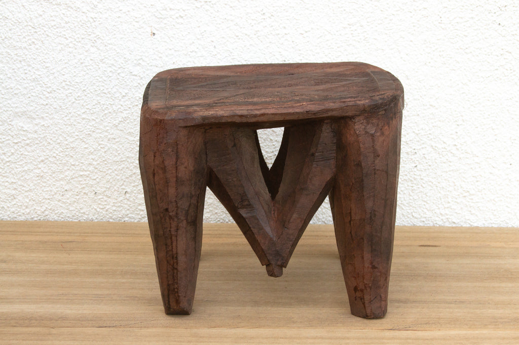 Vintage Market Day Carved Stool (Trade)