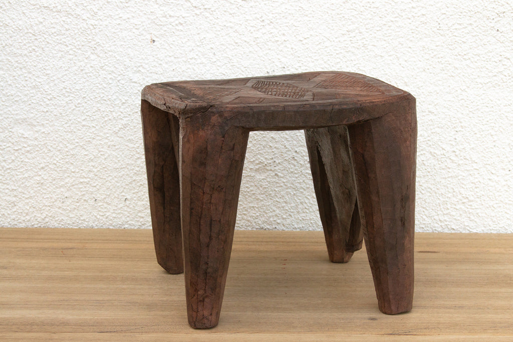 Vintage Market Day Carved Stool (Trade)