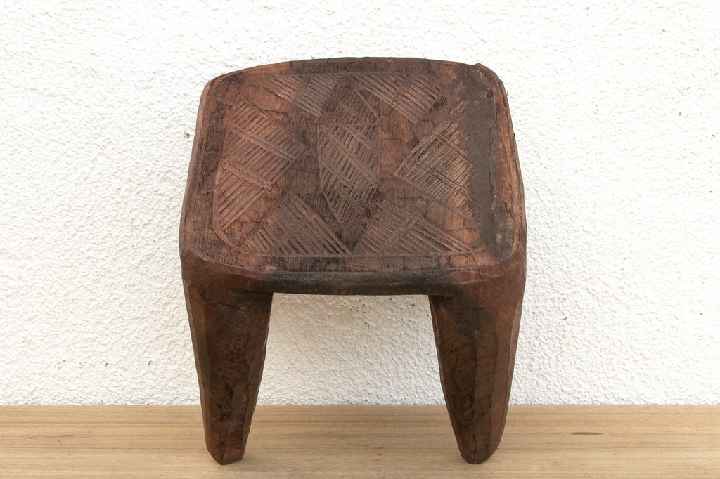 Vintage Market Day Carved Stool (Trade)