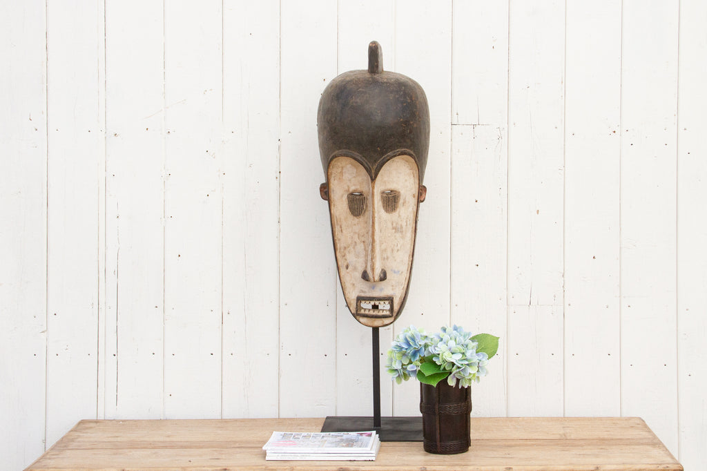 Antique Oversize Guro Tribal Mask on Stand