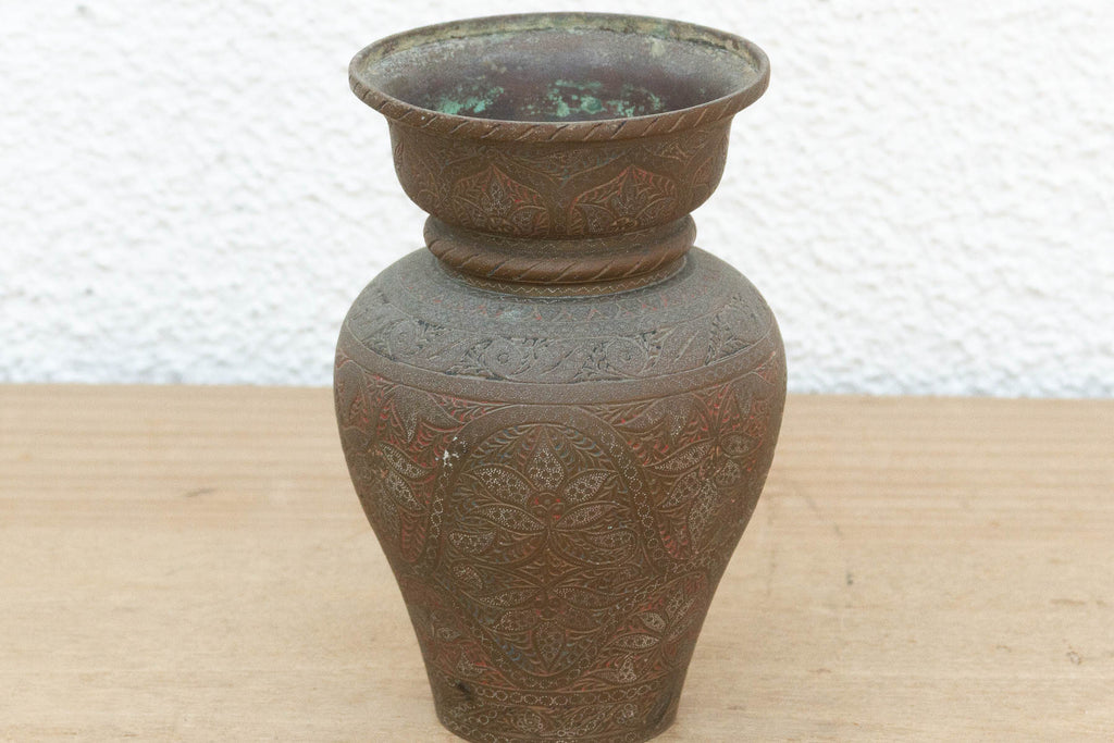 Antique Engraved Vase w/Floral Design