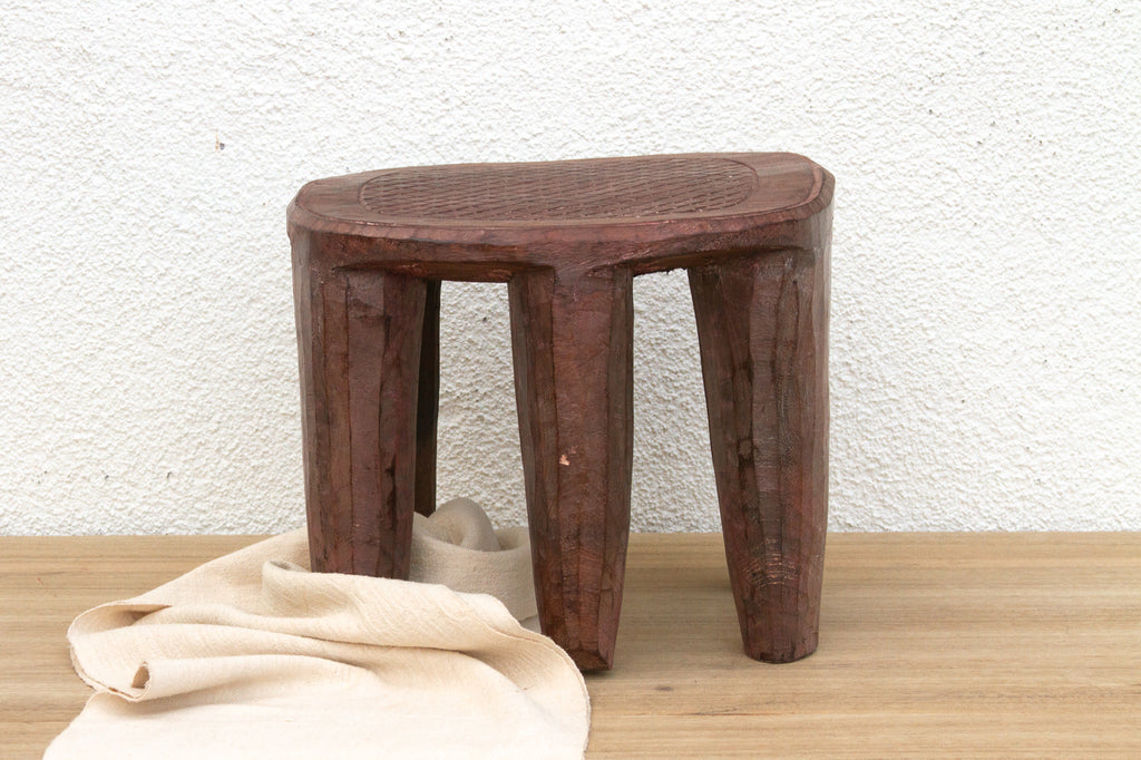 Vintage Carved Wood Gathering Nupe Stool