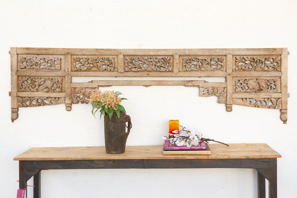7' Antique Bleached Wood Carved Arch