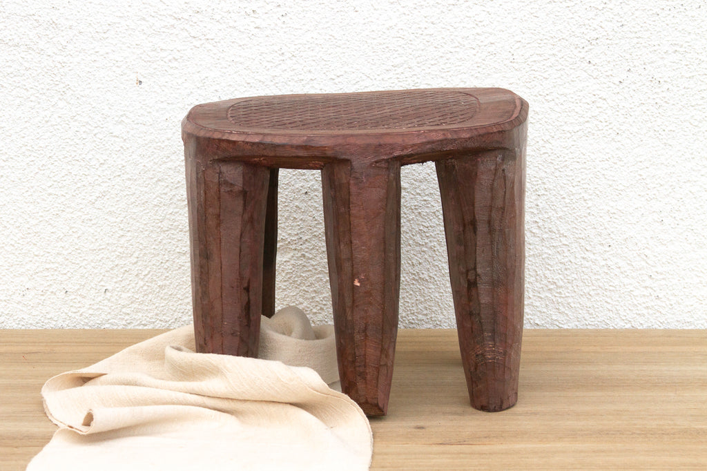 Vintage Carved Wood Gathering Nupe Stool