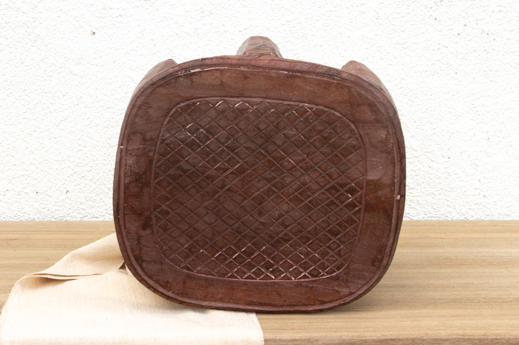 Vintage Carved Wood Gathering Nupe Stool