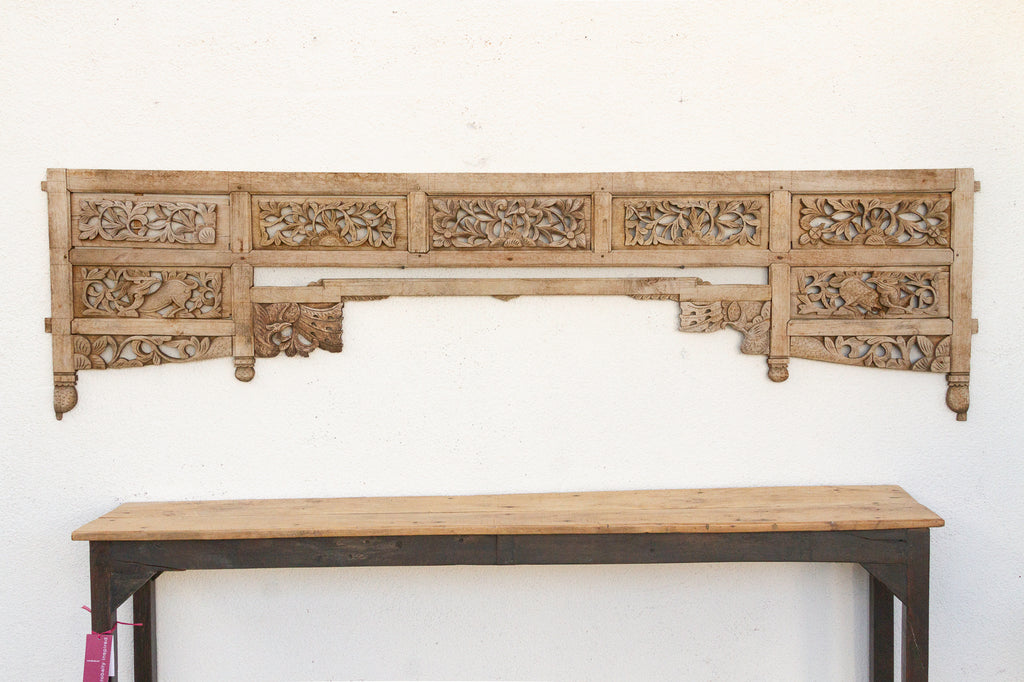 7' Antique Bleached Wood Carved Arch