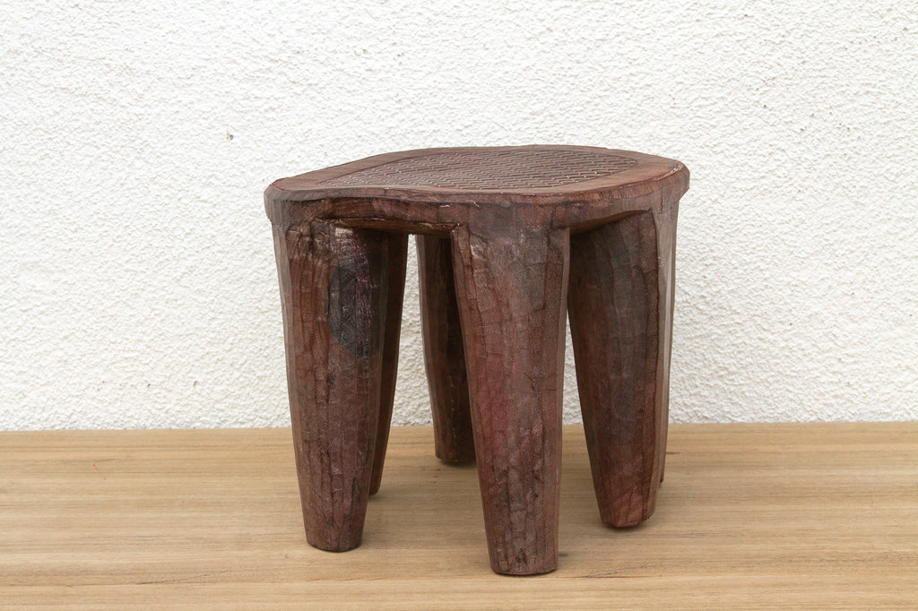 Vintage Carved Wood Gathering Nupe Stool