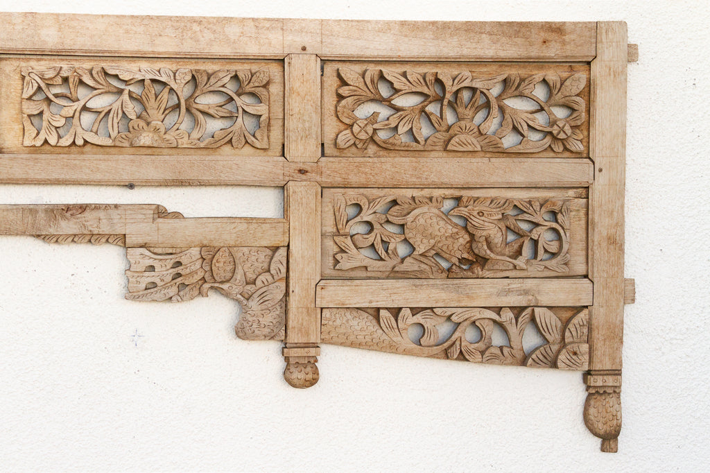 7' Antique Bleached Wood Carved Arch