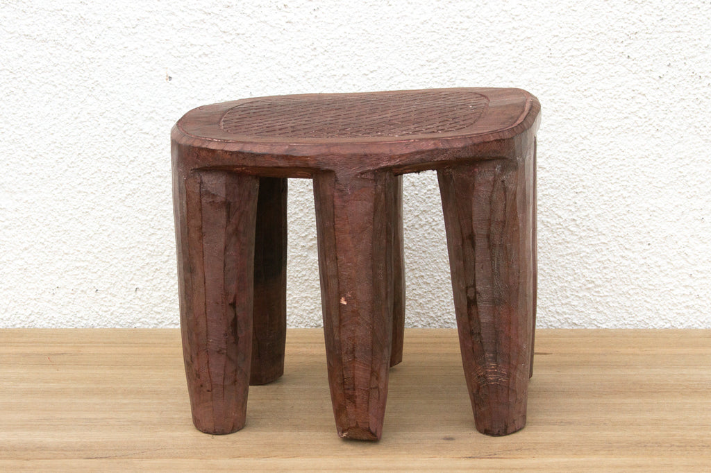 Vintage Carved Wood Gathering Nupe Stool