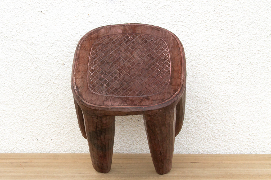 Vintage Carved Wood Gathering Nupe Stool
