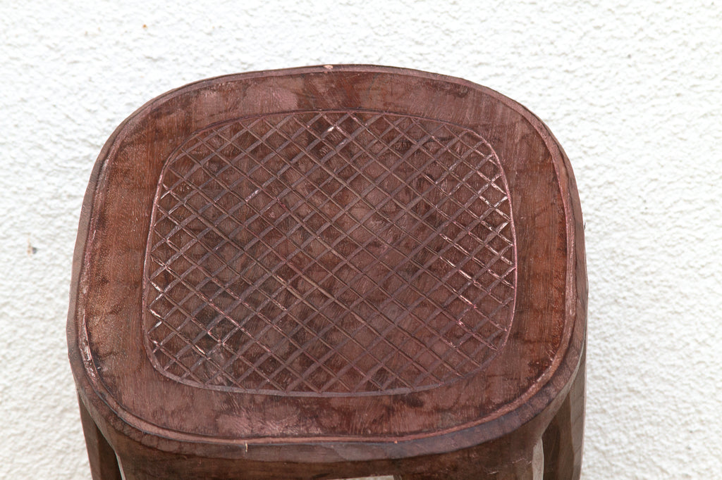 Vintage Carved Wood Gathering Nupe Stool