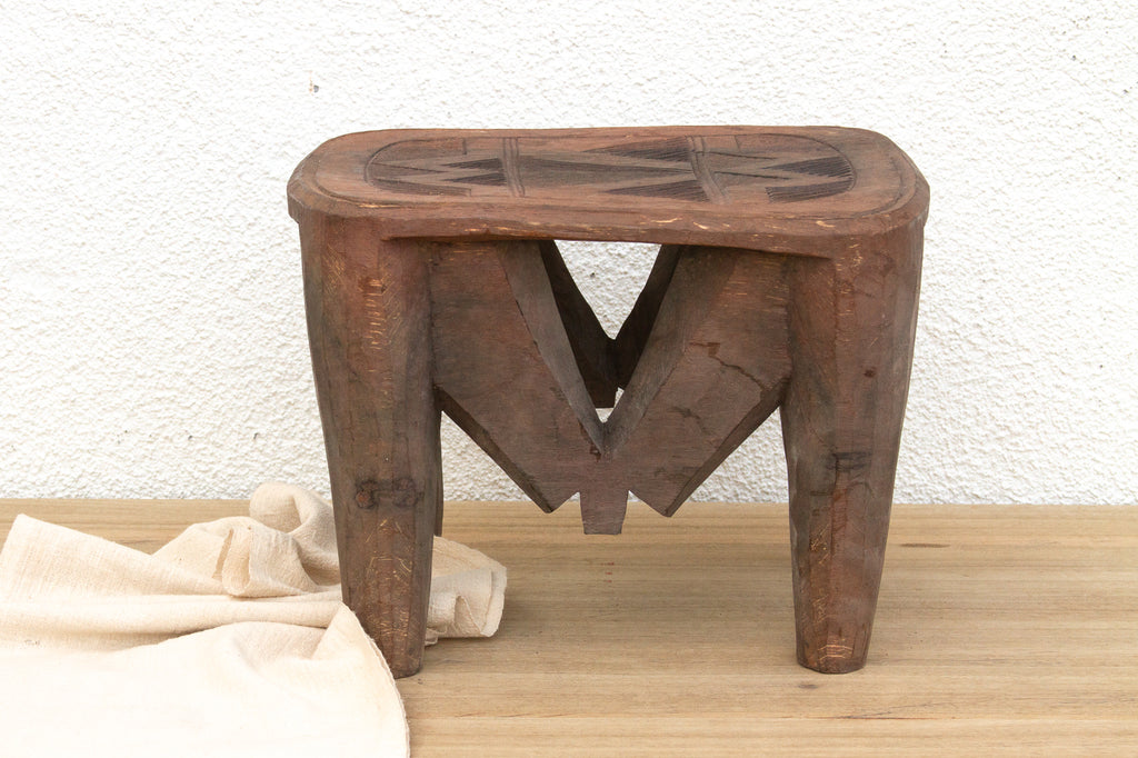 Carved African Storyteller's Nupe Stool