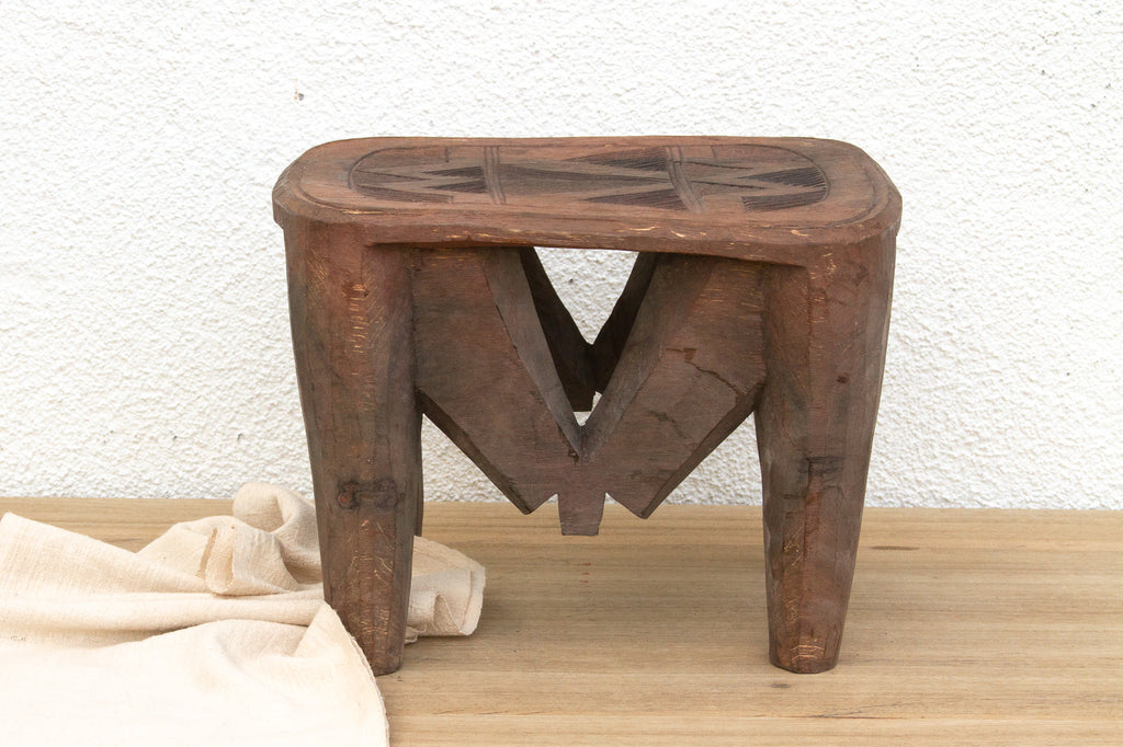 Carved African Storyteller's Nupe Stool