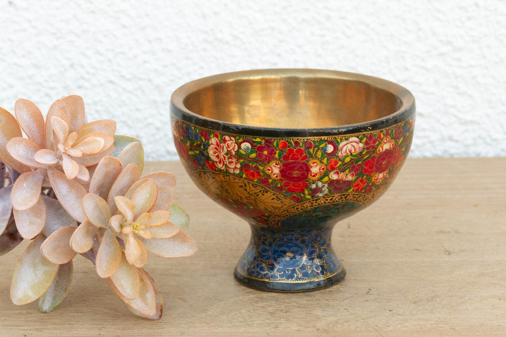 Vintage Kashmiri Floral Painted Bowl