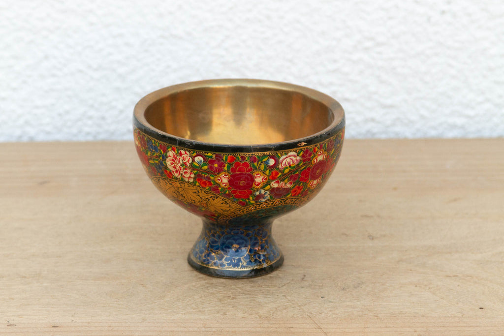 Vintage Kashmiri Floral Painted Bowl
