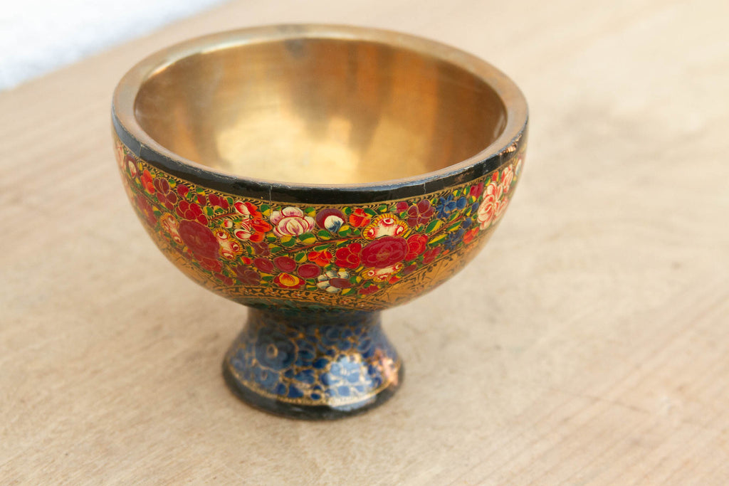 Vintage Kashmiri Floral Painted Bowl