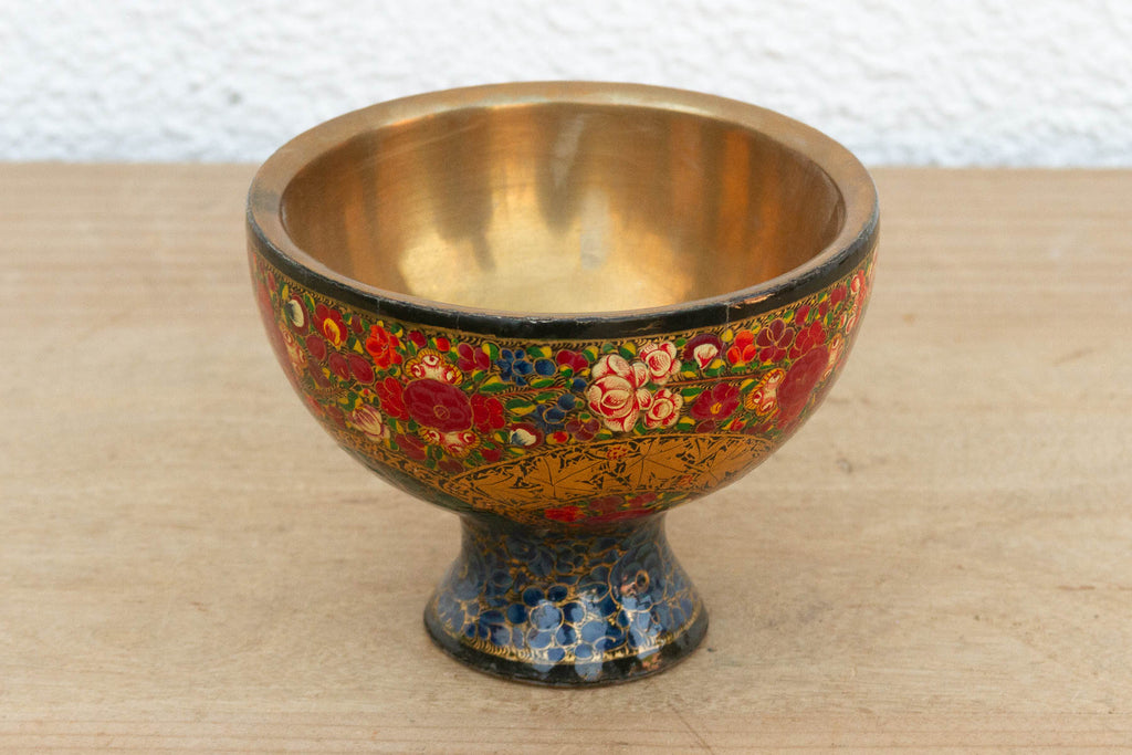 Vintage Kashmiri Floral Painted Bowl
