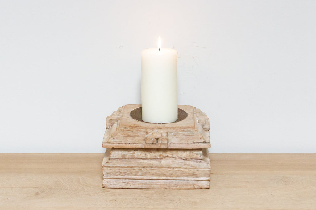 Rowan Bleached Wood Pillar Candle Holder