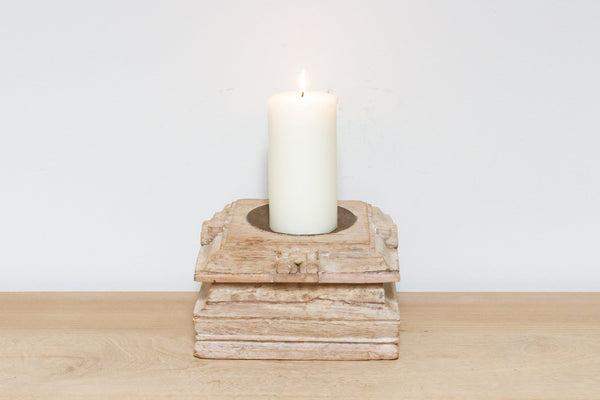 Rowan Bleached Wood Pillar Candle Holder