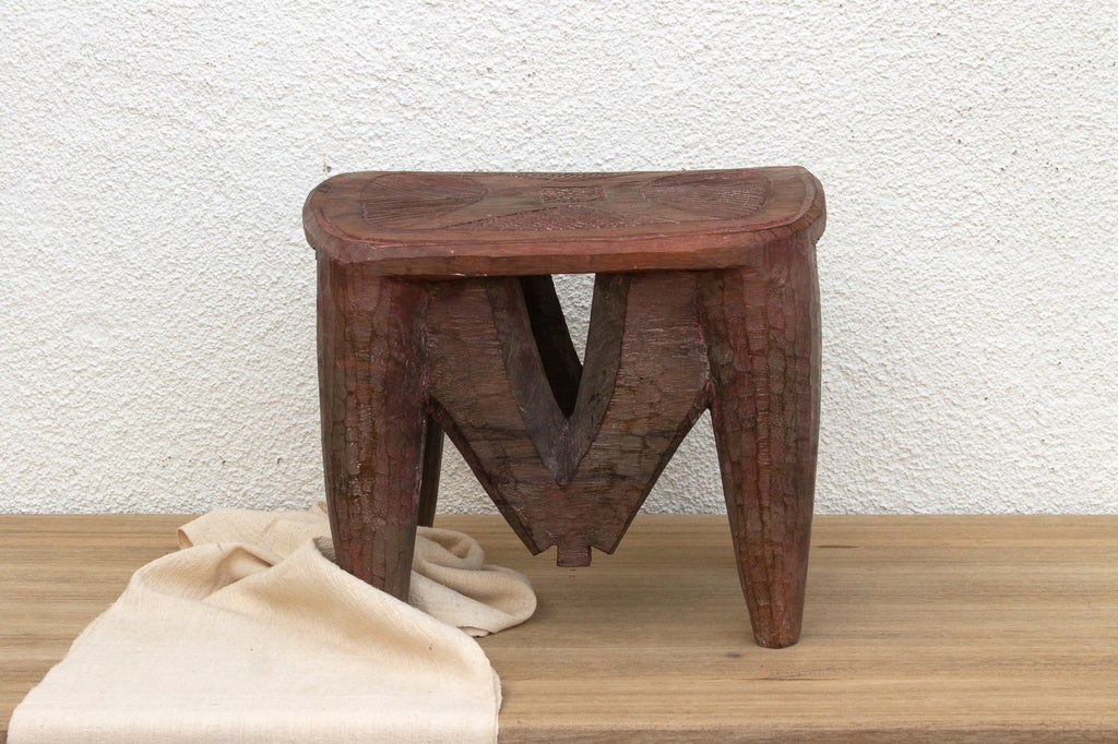 Tribal Design Nupe Carved Stool