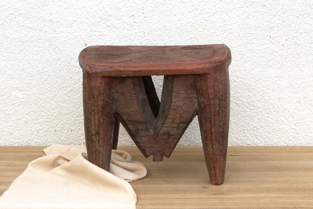 Tribal Design Nupe Carved Stool