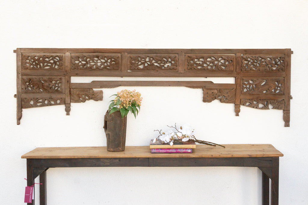 Antique Carved Lattice Wood Oriental Panel