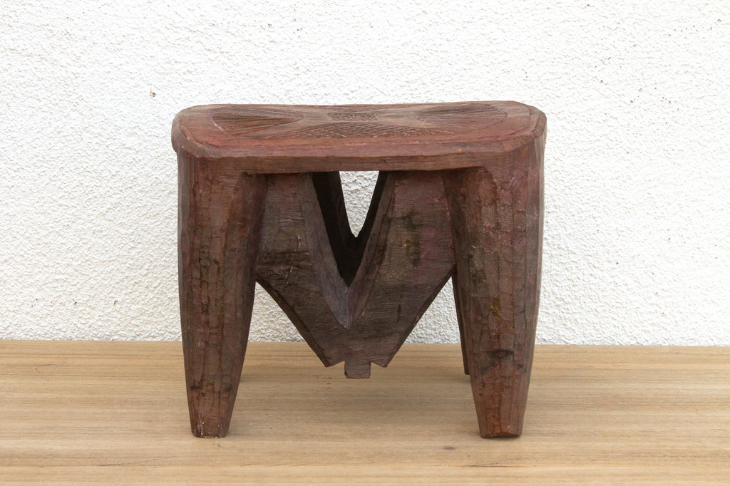 Tribal Design Nupe Carved Stool