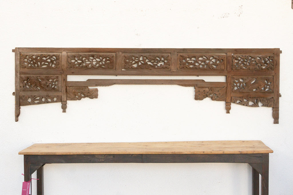 Antique Carved Lattice Wood Oriental Panel