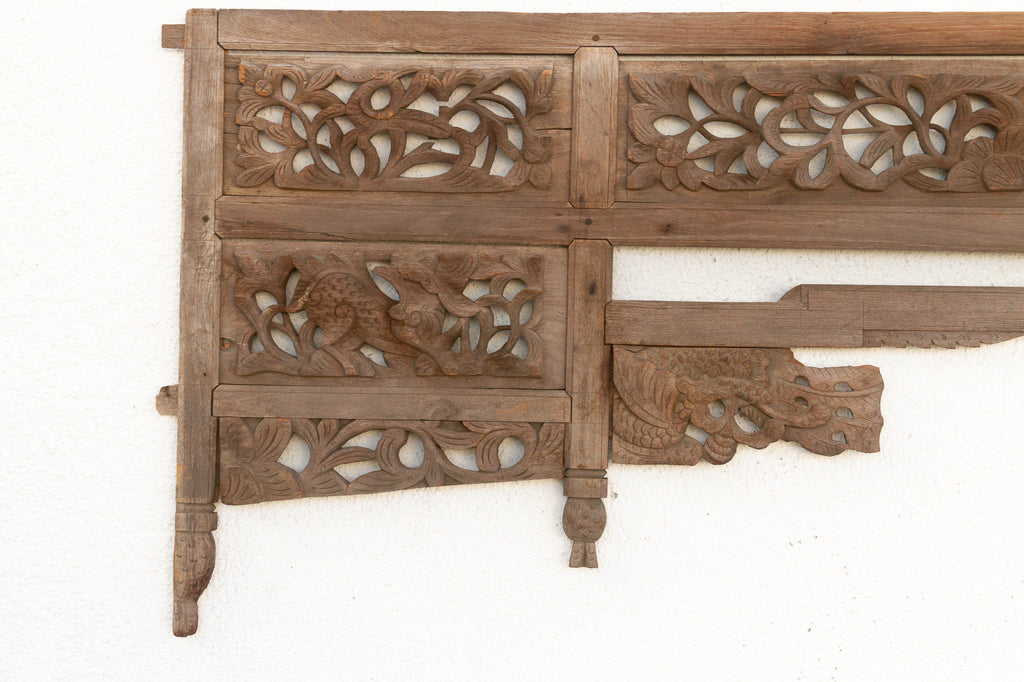 Antique Carved Lattice Wood Oriental Panel