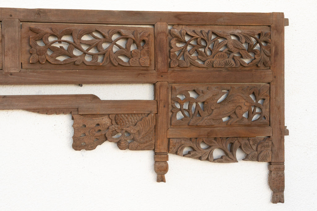 Antique Carved Lattice Wood Oriental Panel