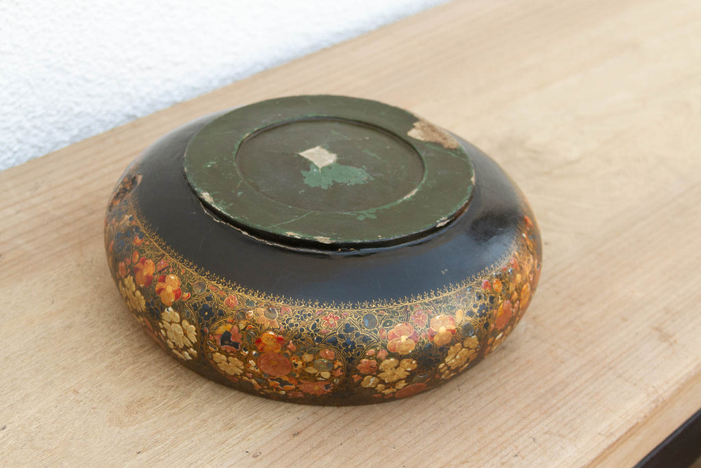 Large Antique Kashmiri Hand-Painted Bowl