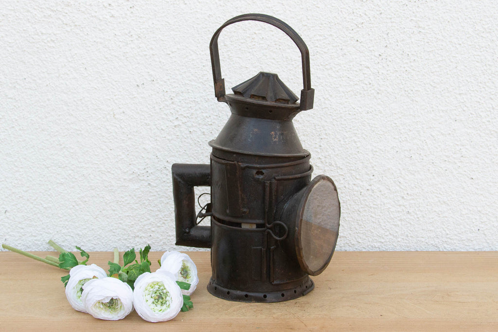 Antique Industrial Iron Railway Lantern