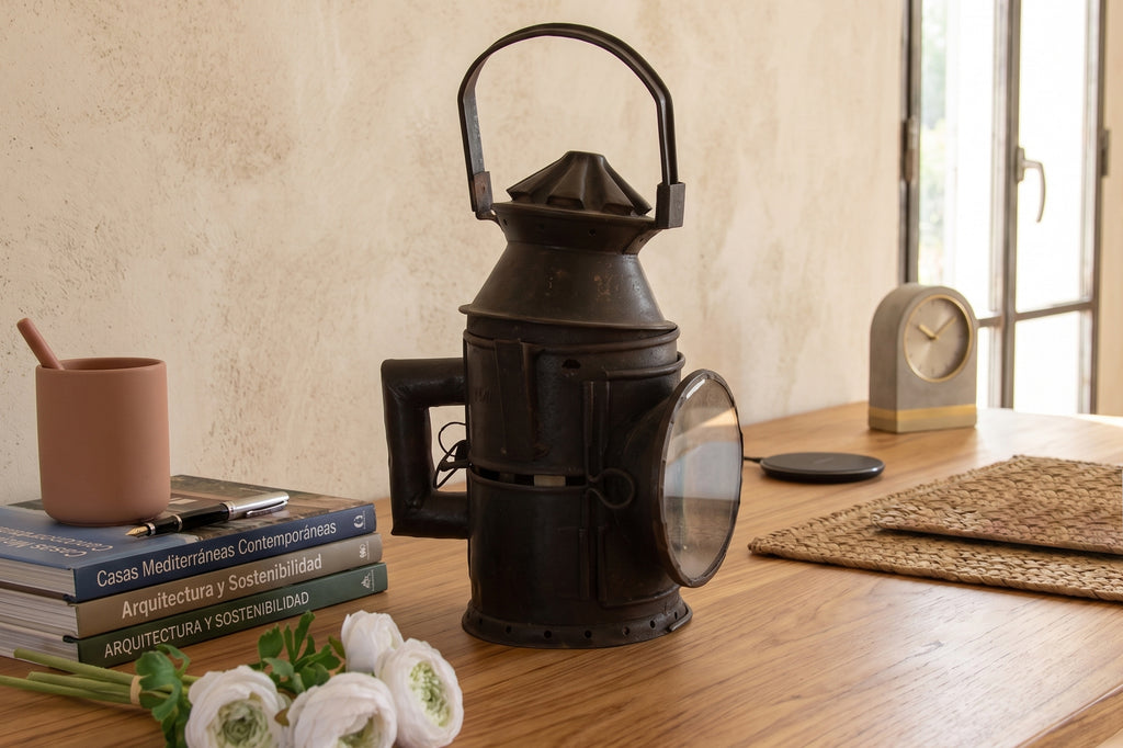 Antique Industrial Iron Railway Lantern