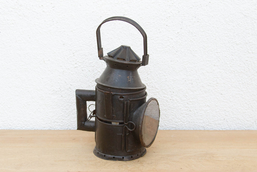 Antique Industrial Iron Railway Lantern